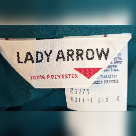 New Lady arrow long sleeve button-down shirt with ascot scarf tie back, TC - Picture 2 of 7